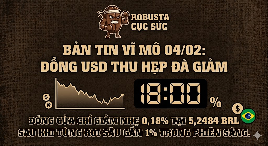 Bản tin vĩ mô 04/02: Đồng USD thu hẹp đà giảm, đóng cửa chỉ giảm nhẹ 0,18% tại 5,2484 BRL sau khi từng rơi sâu gần 1% trong phiên sáng.